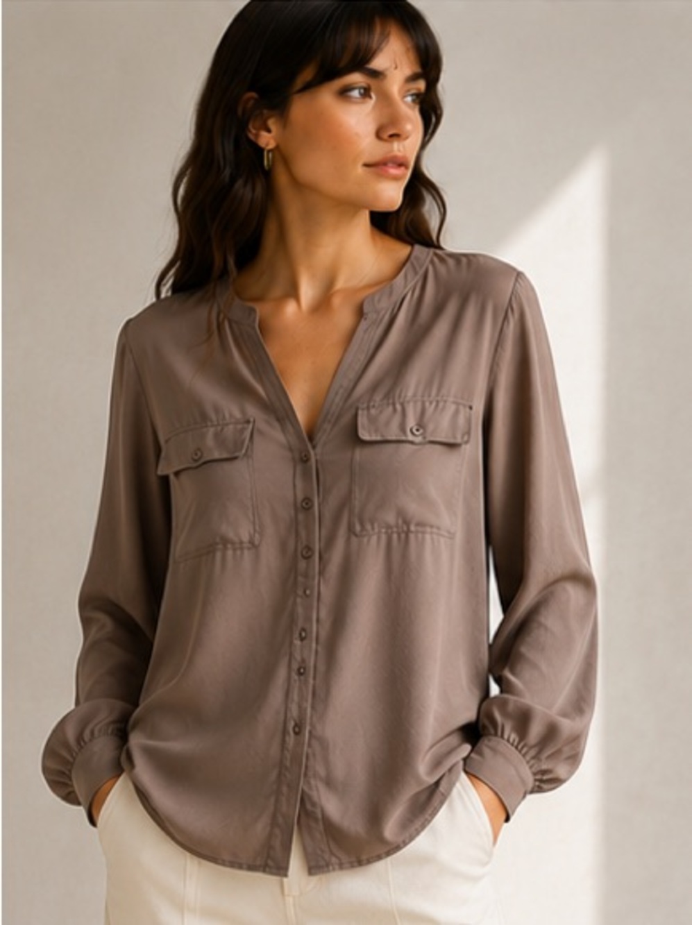 Joie 100% Silk Blouse Blush Taupe Loose fit size Small